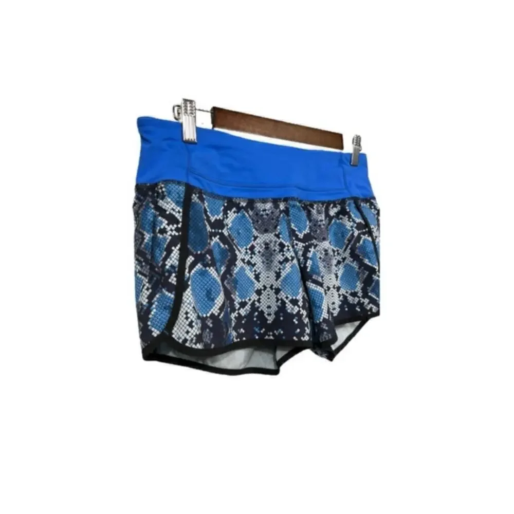 Lululemon Women’s Snake Print Blue Run Speed Short / Size-6
